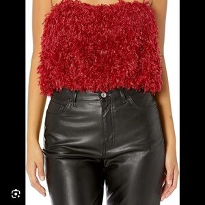 Show Me Your MuMu Red Fuzzy Crop Top